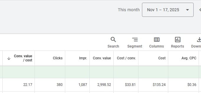 ROAS 2217% performance max